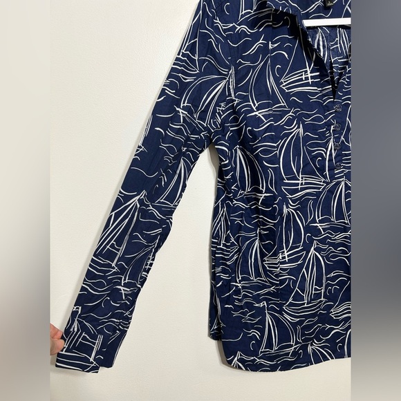 Talbots Nautical Sailboat Half Button Up Popover Blouse NEW WITHOUT TAGS - Picture 5 of 9